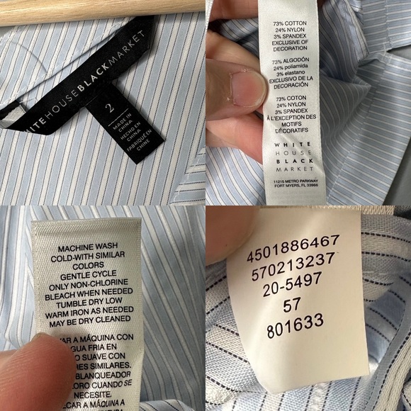 White House Black Market Yarn Dye Cotton Embroidered Blouse Top - Picture 7 of 8